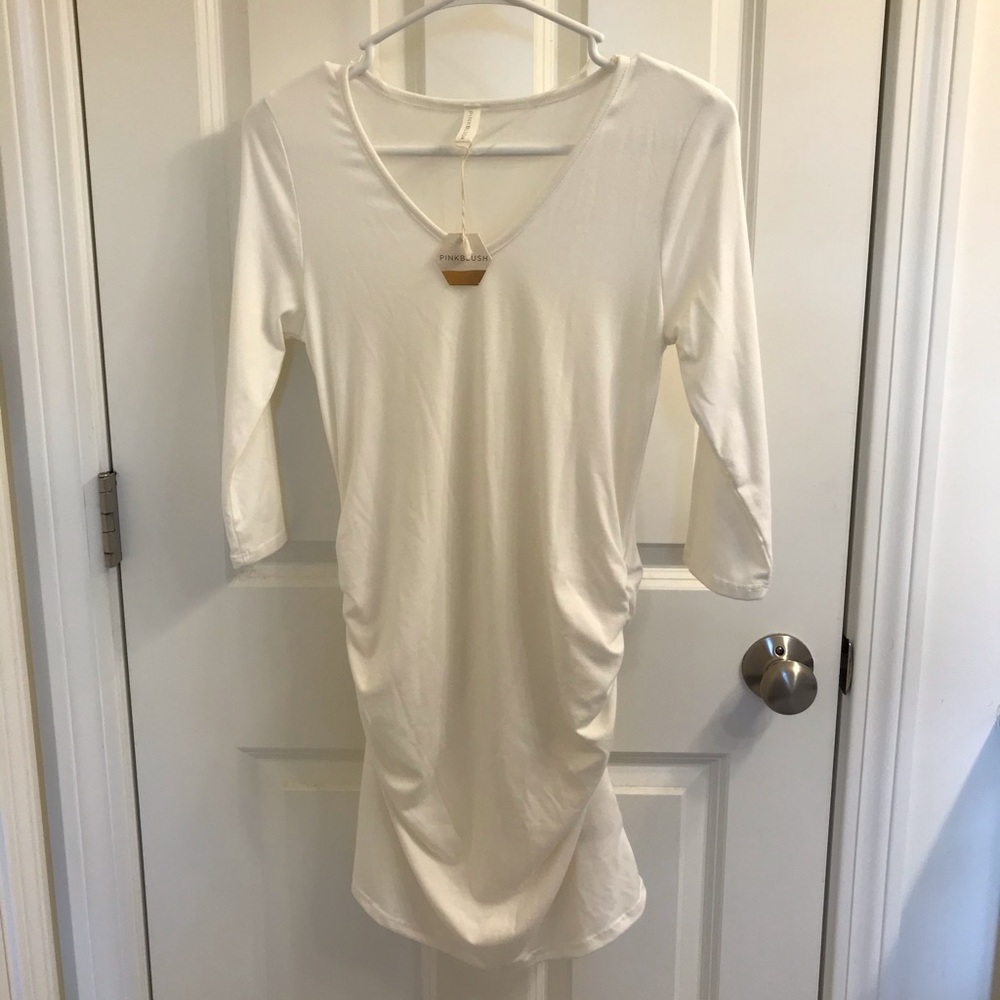 White V-Neck Maternity Shirt